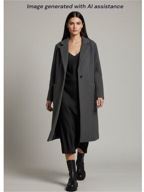 Banana Republic XL dark charcoal 32% wool long coat